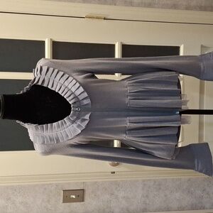 "TWELVE by TWELVE" Women's Sz. L, Gray sweater with ruffles pleats and flares.